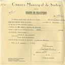 Registo de velocípede de marca Flecha, com o nº 5919, em nome de Pedro Maria Rego de Melo e Castro, morador em Quinta da Penalva, S. Pedro de Sintra.