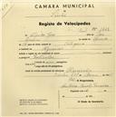 Registo de velocípede com o nº 1468, em nome de Alfredo José, morador em Algueirão.