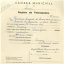 Registo de velocípede de marca Champion, com o nº 4144, em nome de Henrique Augusto de Almeida, morador em Queluz.