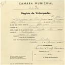 Registo de velocípede de marca Star, com o nº 1021, em nome de Joaquim da Silva Júnior, morador em Linhó.