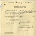 Registo de velocípede de marca Fagil, com o nº 5902, em nome de António Pedro da Camara Pereira Gonçalves, morador em Praia das Maçãs.