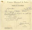 Registo de velocípede de marca F.B.M., com o nº 10153, em nome de Joaquim Maria, morador em Mucifal.