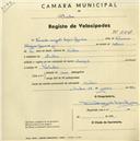 Registo de velocípede com o nº 2041, em nome de Fernando Augusto Lopes Regueira, morador em Sintra.