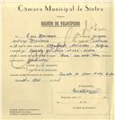 Registo de velocípede de marca Alma com motor, com o nº 7050, em nome de Eric Maccario, morador em Quinta da Serra, Linhó.