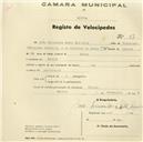 Registo de velocípede de marca Sunn, com o nº 57, em nome de João Fernandes Costa Carreira, morador em Idanha.