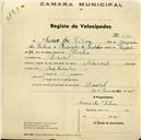 Registo de velocípede de marca Nacional, com o nº 532, em nome de Mário da Silva, morador em Lourel.