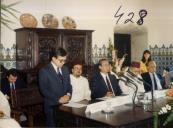 Assinatura do protocolo de geminação de Sintra com El Jadida, Marrocos, no Palácio Nacional de Sintra, com a presença do secretário de Estado Civil do Território, Dr. Nunes Liberato, e o Presidente da Câmara Municipal de Sintra, Dr. Fernando Tavares de Carvalho.