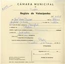Registo de velocípede com o nº 3521, em nome de José Pedro Baião, morador em Belas.