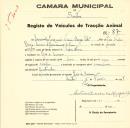 Registo de um veiculo de duas rodas tirado por um animal de espécie cavalar destinado a transporte de mercadorias em nome de Manuel Joaquim Vieira Borga, morador em Rio de Mouro.