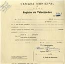 Registo de velocípede de marca Olympique, com o nº 3601, em nome de José Andrade Jorge, morador em Tojeira.