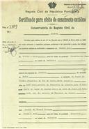 Certificado de casamento de Manuel Luiz e Isabel da Nazaré Miranda. 