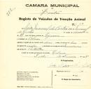 Registo de um veiculo de duas rodas tirado por dois animais de espécie cavalar destinado a transporte de mercadorias em nome de Luís Manuel de Castro, morador em Colares.