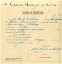 Registo de velocípede com o nº 7433, em nome de José Mendes de Oliveira, morador em Terrugem.