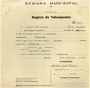 Registo de velocípede de marca Nacional, com o nº 929, em nome de António João Saraiva, morador em Fontanelas.