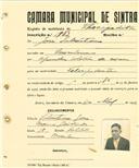 Registo de matricula de velocipedista em nome de José Salustiano, morador em Morelena, com o nº de inscrição 1953.
