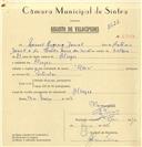 Registo de velocípede de marca Raio, com o nº 6950, em nome de Manuel Eugénio Daniel, morador em Albogas.