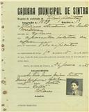Registo de matricula de velocipedista em nome de Vitalino Antunes dos Santos Medina, morador em Colares, com o nº de inscrição 1599.