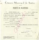 Registo de velocípede de marca Sachs, com o nº 8323, em nome de Augusto Ferreira Lage, morador em S. Pedro de Sintra.