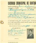 Registo de matricula de cocheiro profissional em nome de Hermogenes Prazeres da Luz, morador em Lameiras, com o nº de inscrição 903.