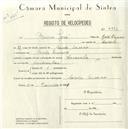 Registo de velocípede de marca Caravela, com o nº 4963, em nome de Bruno José, morador em Santa Susana.
