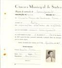 Registo de matricula de velocipedista em nome de Ernesto Pereira de Andrade Rau, morador em Sintra, com o nº de inscrição 6572.