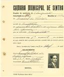 Registo de matricula de velocipedista em nome de Manuel da Piedade, morador em Montelavar, com o nº de inscrição 1952.