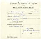 Registo de velocípede de marca Especial, com o nº 9358, em nome de Carlos Gaspar Jesus, morador em Pexilgais.