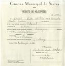 Registo de velocípede de marca Champion, com o nº 5160, em nome de António Pinto Cardoso, morador em Queluz.