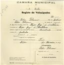 Registo de velocípede com o nº 158, em nome de Pedro Feliciano, morador em Fação.