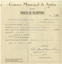 Registo de velocípede de marca Cicles Pombal, com o nº 8058, em nome de Vítor Manuel Pereira Pedro, morador em Largo Falcão Rodrigues nº 5 e 6, Belas.