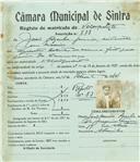 Registo de matricula de velocipedista em nome de João Azenha Júnior, morador em Maceira, com o nº de inscrição 878.