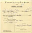 Registo de velocípede de marca Nacional, com o nº 7327, em nome de Inocêncio Guerreiro da Cruz, morador em Pero Pinheiro.