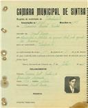 Registo de matricula de velocipedista em nome de Francisco Duarte Freitas, morador em Monte Arroio, com o nº de inscrição 1535.