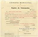Registo de velocípede com o nº 4817, em nome de Carlos Manuel Azevedo Névoa, morador em Rua José Antunes dos Santos, Sintra.