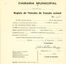 Registo de um veiculo de duas rodas tirado por um animal de espécie cavalar destinado a transporte de mercadorias em nome de João Mateus Caroço, morador em Cabecinha.