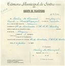 Registo de velocípede com o nº 4723, em nome de Beatriz da Assunção, moradora em Avª Dr. Miguel Bombarda, Queluz.
