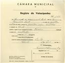 Registo de velocípede de marca Helios, com o nº 3493, em nome de Cândido do Nascimento Pinto, morador em Sintra.