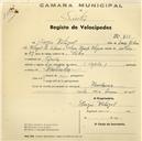 Registo de velocípede de marca Aprilia, com o nº 761, em nome de Sérgio Portugal, morador em Queluz.