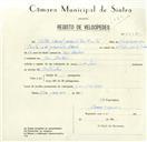 Registo de velocípede com o nº 8497, em nome de Vítor Manuel Jacinto dos Santos, morador em Mem Martins.