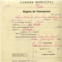 Registo de velocípede com o nº 2158, em nome de Vasco Alberto L. Soares Veiga, morador em praia das Maçãs.