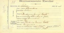 Recenseamento escolar de Clementina Costa, filha de Frederico Nunes Costa, moradora na Eugaria.