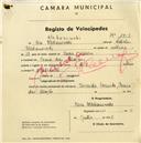 Registo de velocípede de marca L.R.S., com o nº 1913, em nome de Elsa Klebanowski, moradora em Praia das Maçãs.