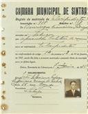 Registo de matricula de velocipedista em nome de Domingos Francisco Pedroso, morador no Sabugo, com o nº de inscrição 918.