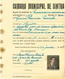 Registo de matricula de carroceiro 2 ou mais animais em nome de Firmino Francisco Peixinho, morador em Agualva, com o nº de inscrição 1837.