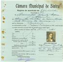 Registo de matricula de velocipedista em nome de Domingos Vicente Roque, morador em Alvarinhos, com o nº de inscrição 804.