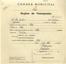 Registo de velocípede de marca Soltex, com o nº 3115, em nome de José Gonçalves, morador em Sintra.
