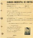 Registo de matricula de carroceiro de 2 ou mais animais em nome de António Filipe Duarte Lavrador, morador no Mucifal, com o nº de inscrição 2001.