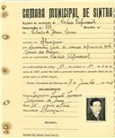 Registo de matricula de cocheiro profissional em nome de Salvador Jesus Covas, morador em Almorquim, com o nº de inscrição 879.