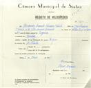 Registo de velocípede com o nº 8685, em nome de Lizandro Camelo Ferreira Varela, morador em Queluz.