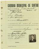 Registo de matricula de velocipedista em nome de José Dias, morador na Idanha, com o nº de inscrição 1863.